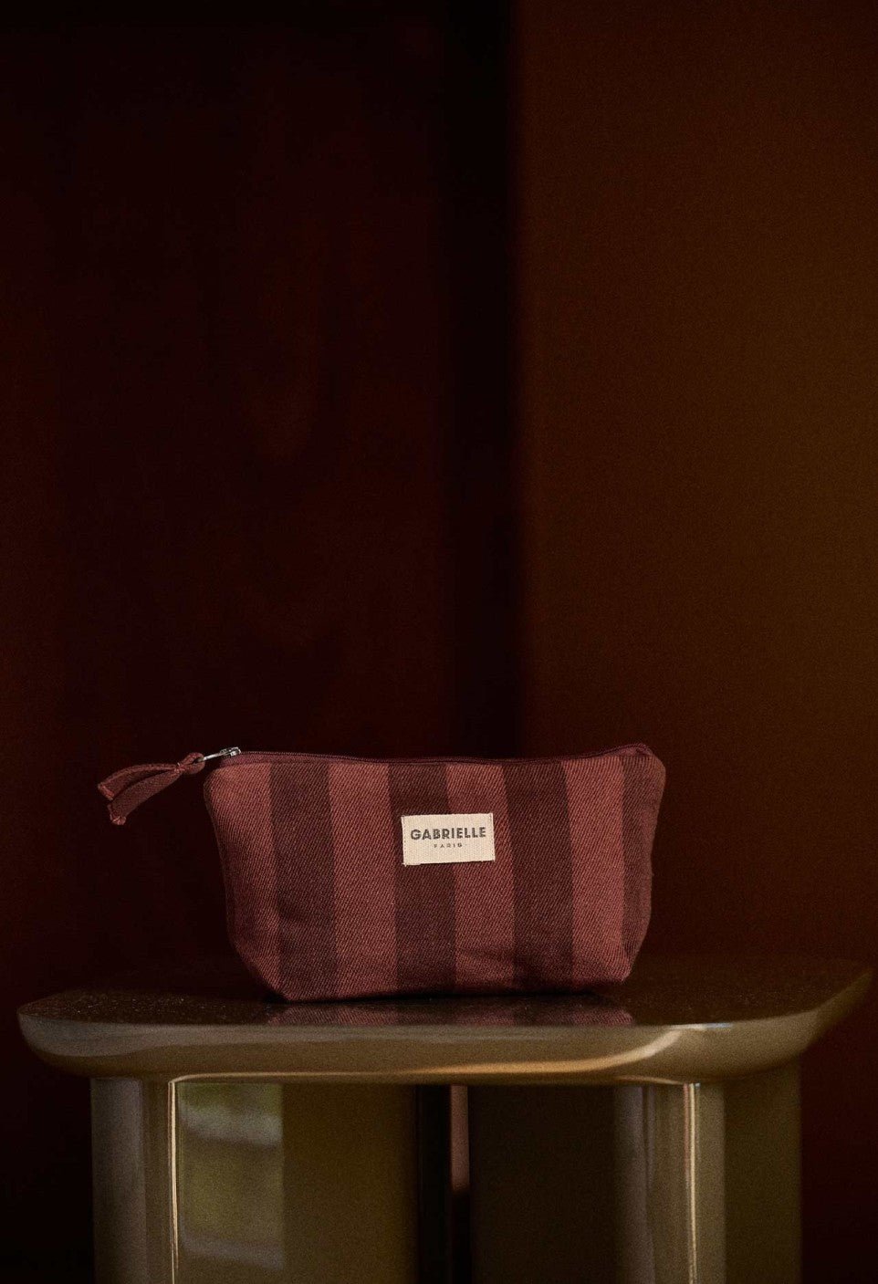 Trousse de maquillage en coton Rayures Saint-Honoré - Gabrielle Paris - vue 1