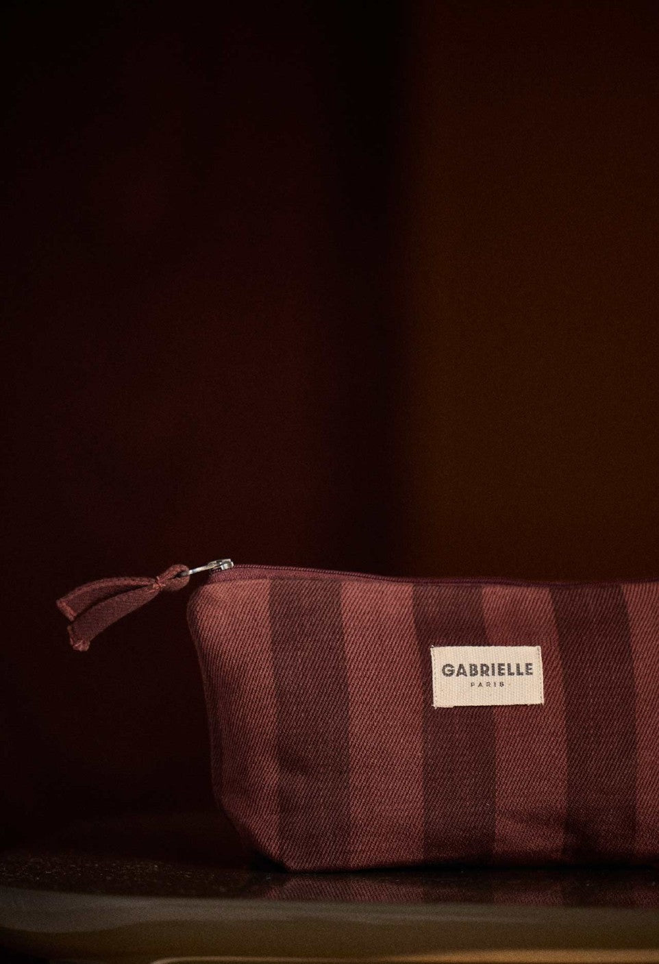 Trousse de maquillage en coton Rayures Saint-Honoré - Gabrielle Paris - vue 2
