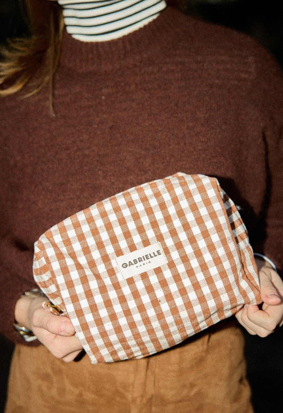 Trousse de toilette en coton Vichy Moka