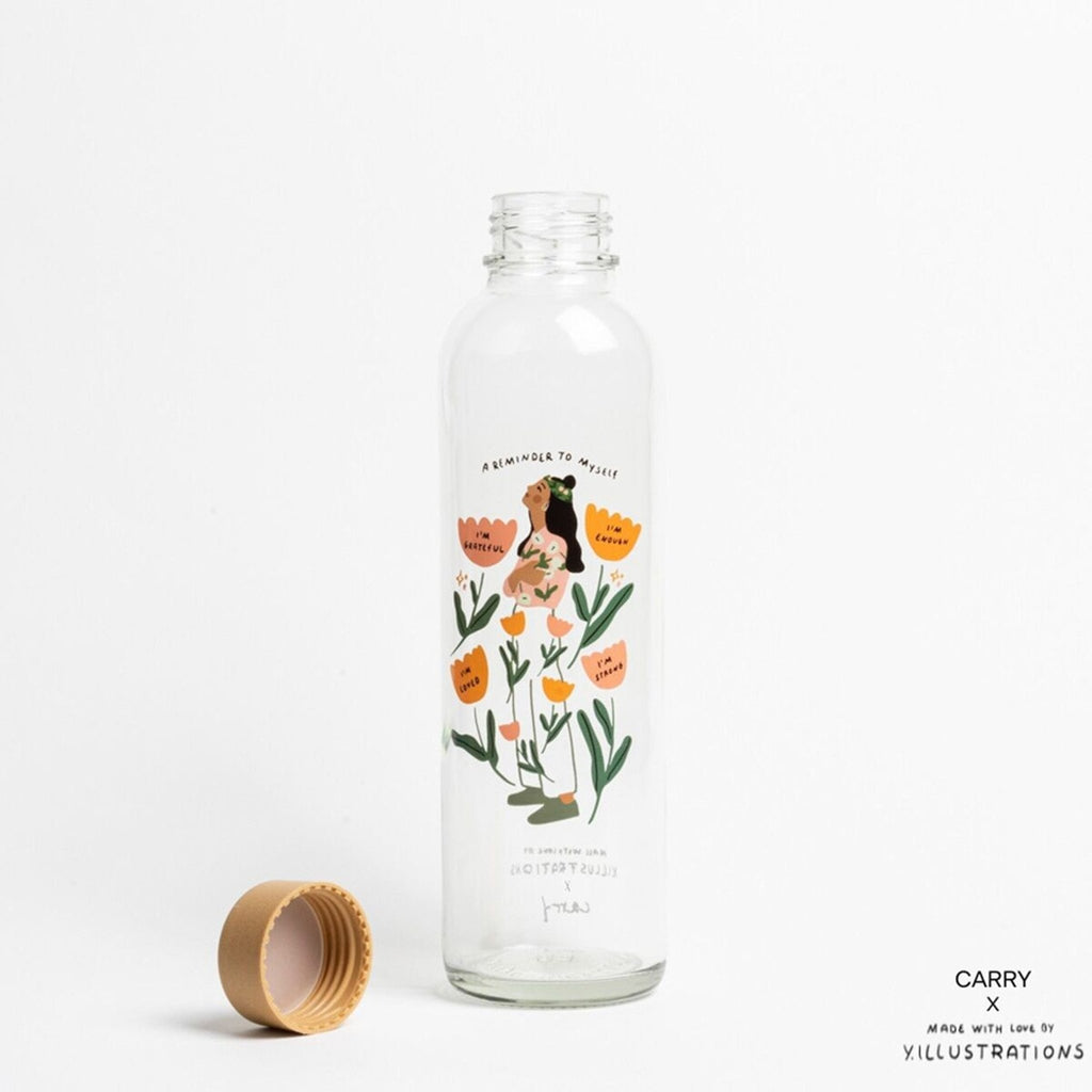 Gourde en verre reminder to myself - carry