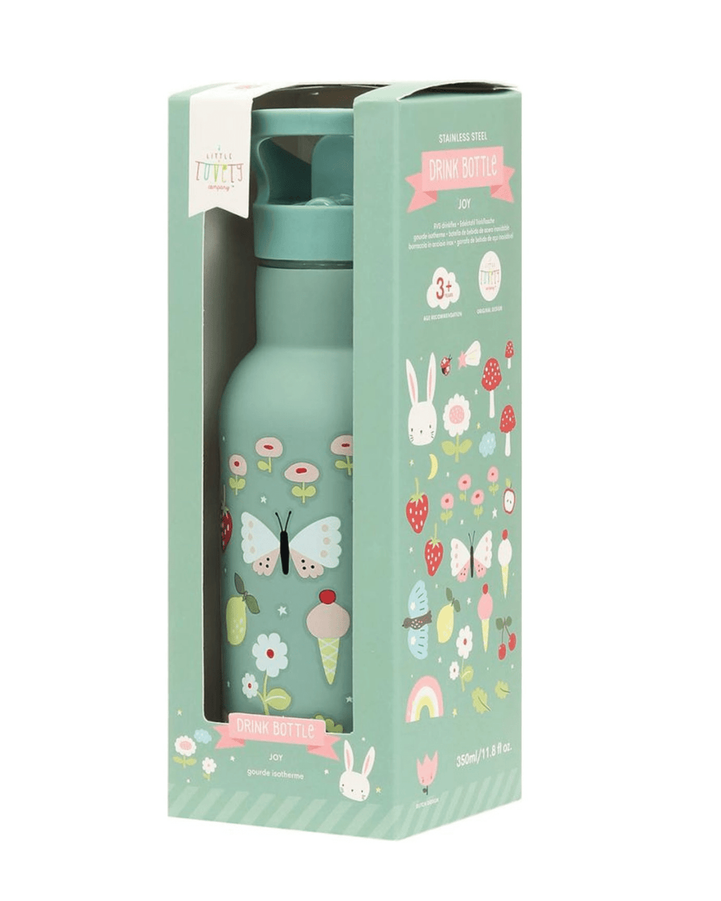 Gourde enfant isotherme arc - en - ciel et fraise magique - a little lovely company
