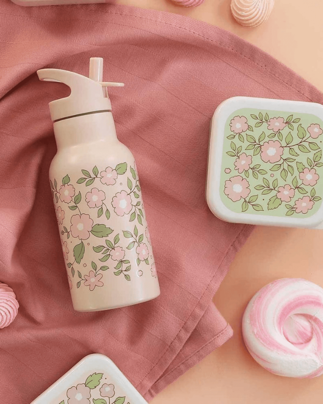 GOURDE ENFANT ISOTHERME FLEURS ROSES - A Little Lovely Company - Lili Margaret