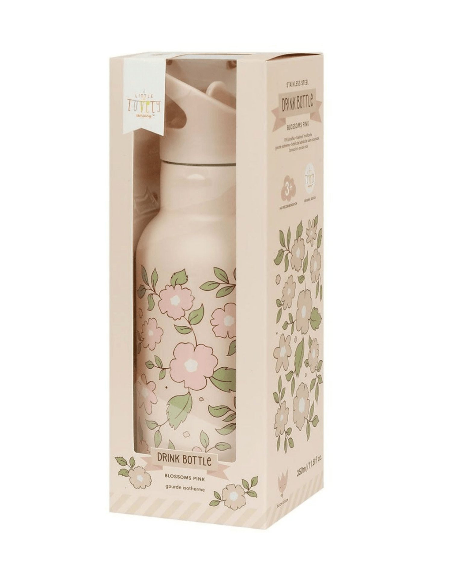 GOURDE ENFANT ISOTHERME FLEURS ROSES - A Little Lovely Company - Lili Margaret