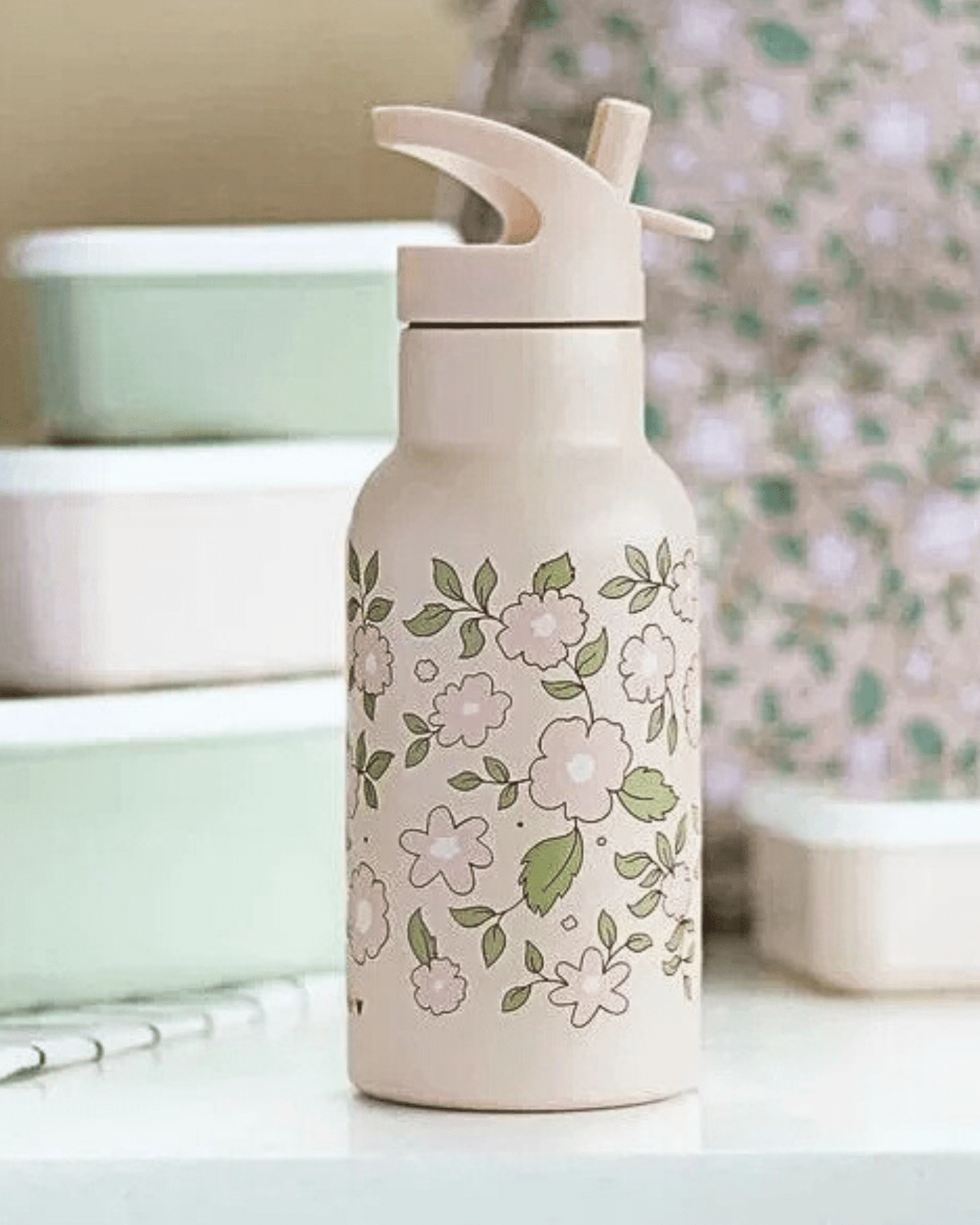 GOURDE ENFANT ISOTHERME FLEURS ROSES - A Little Lovely Company - Lili Margaret