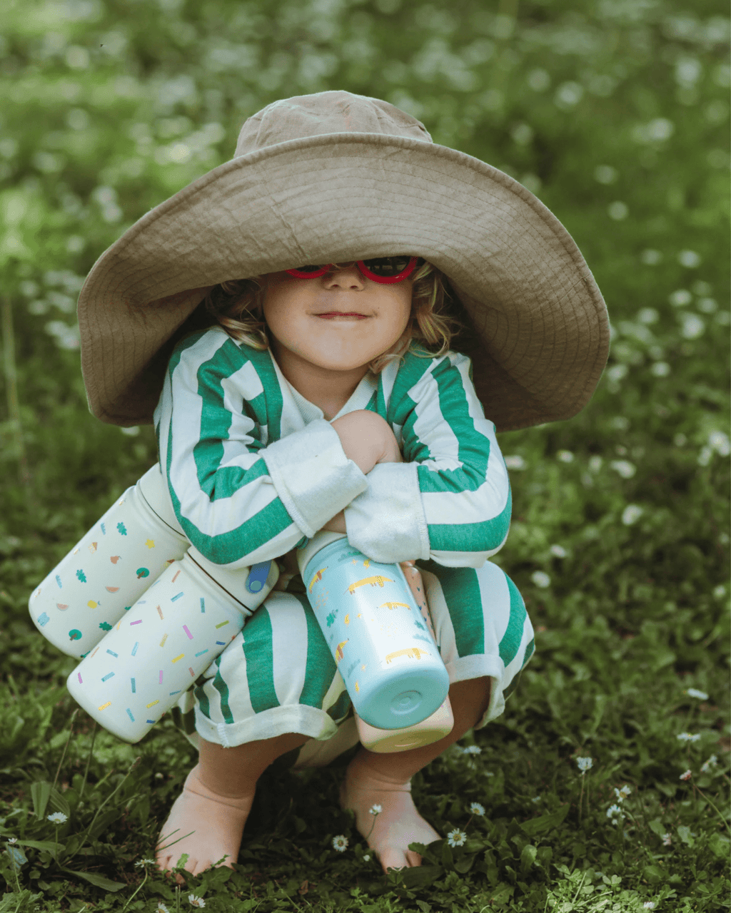 Gourde enfant isotherme inox motifs nature et fruits tiny bits - the cotton cloud