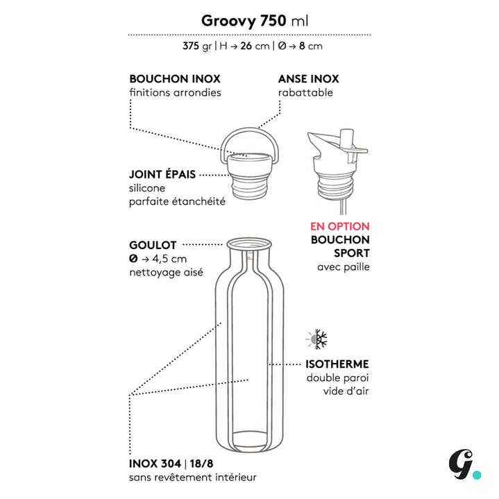 Gourde inox isotherme bambou - gaspajoe