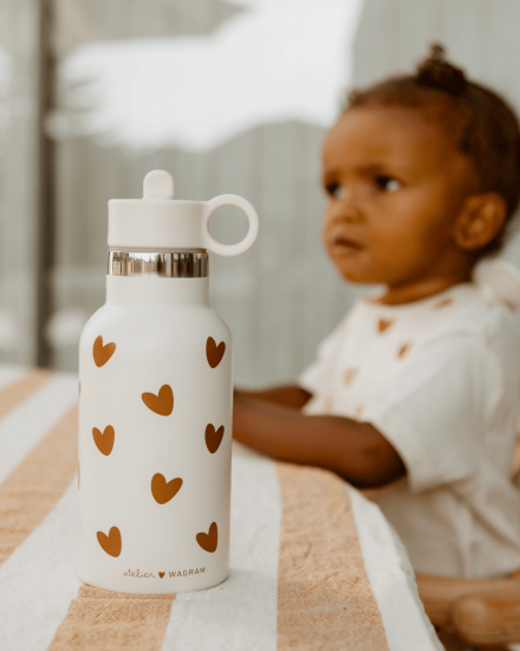 Gourde isotherme enfant en acier inoxydable – couleur crème | atelier wagram