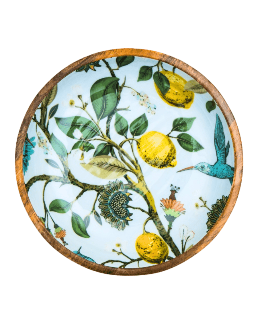 Grand plat de présentation bois de manguier lemon bird
