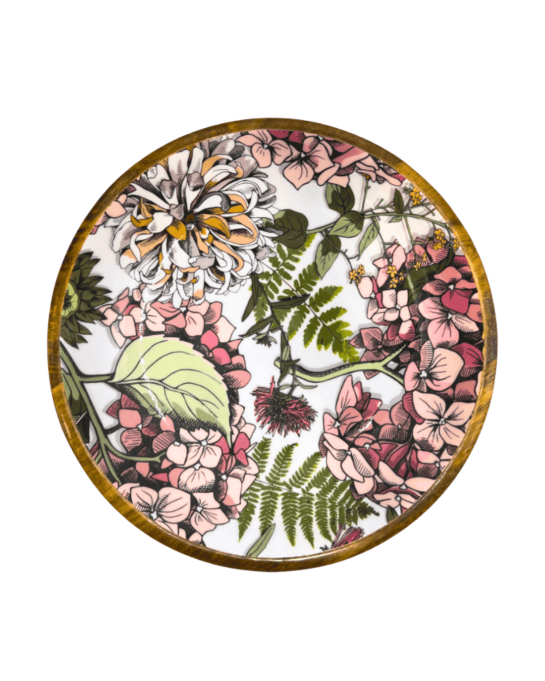 Grand plat de présentation bois de manguier pink hydrangea - by room - Lili Margaret