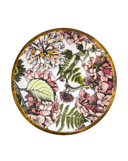 Grand plat de présentation bois de manguier pink hydrangea - by room - Lili Margaret