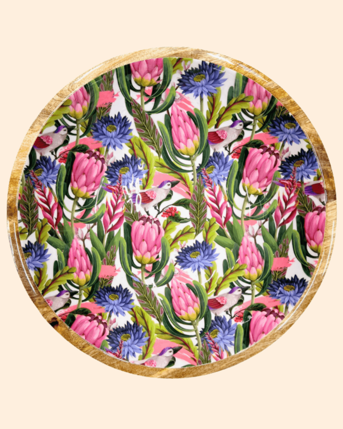 Grand plat de présentation bois fleurs tropicales - by room - Lili Margaret