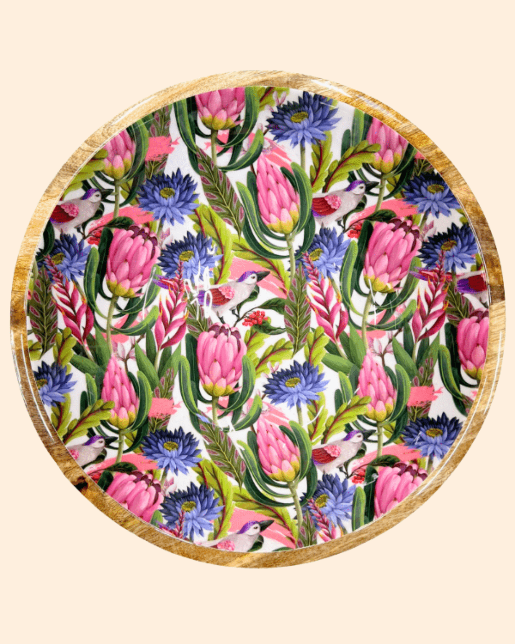 Grand plat de présentation bois fleurs tropicales - by room - Lili Margaret