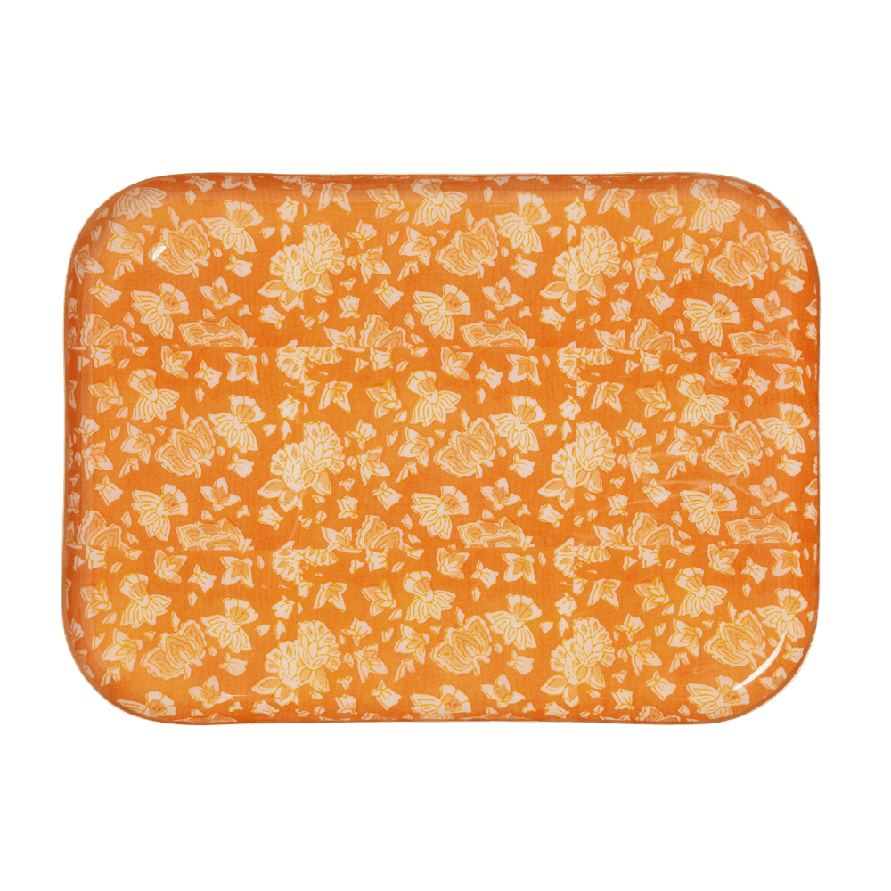 Grand plateau en métal émaillé arushi pumpkin - bonheur du jour