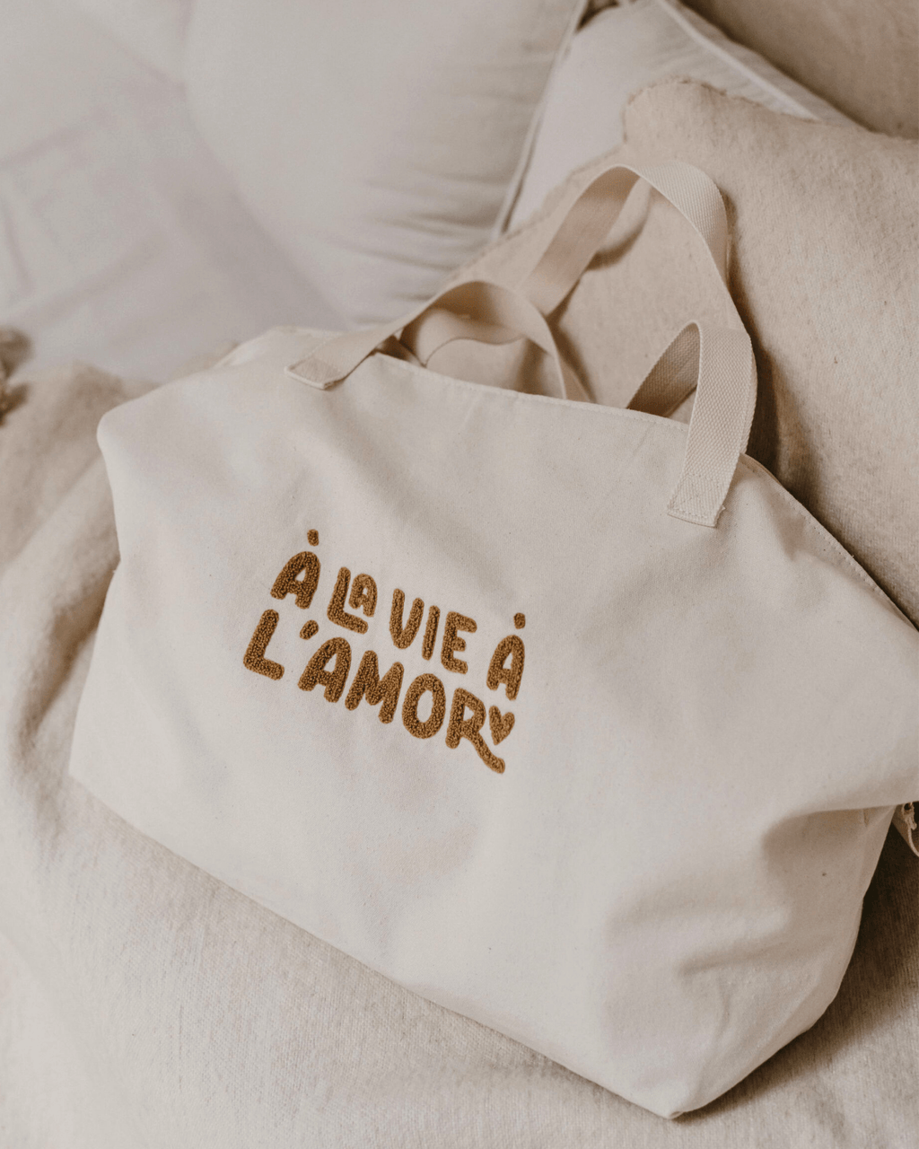 Cabas xl en toile a la vie à l'amor - zakuw