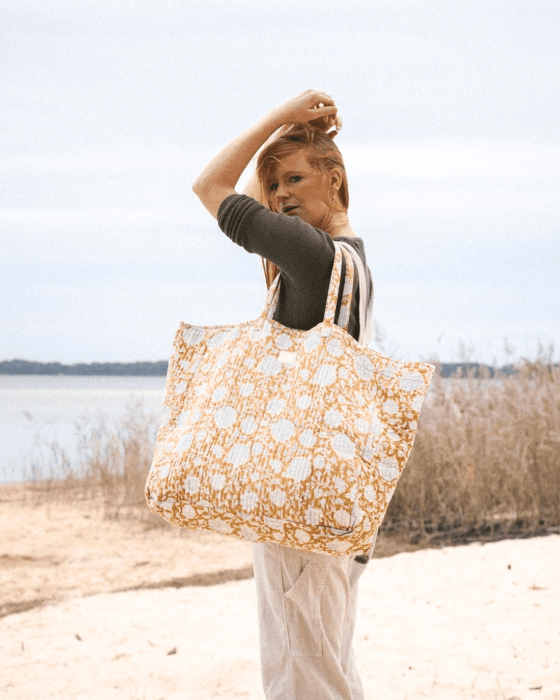 Grand sac de plage femme Tupia absynthe - Bonheur du jour paris - Lili Margaret
