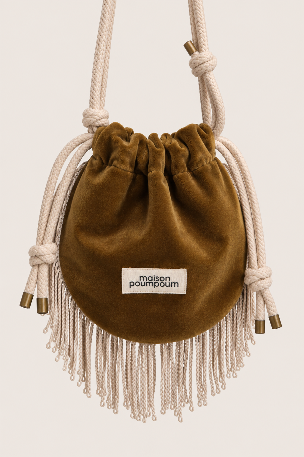 Mini sac bourse Le Groom Velours Bronze à franges - vue 2
