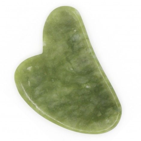 Guasha en pierre de jade vert avec housse