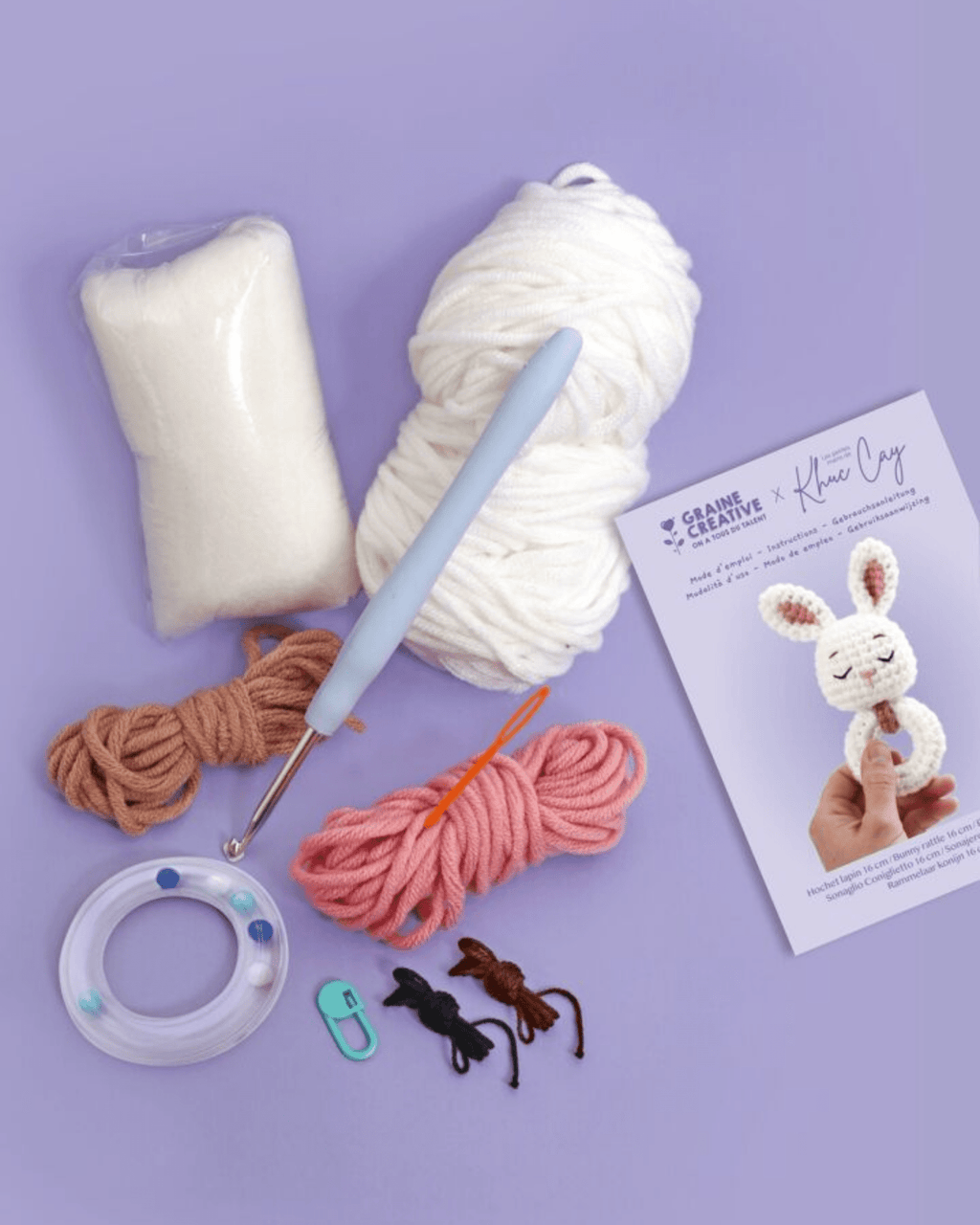 Hochet crochet lapin - kit graine créative