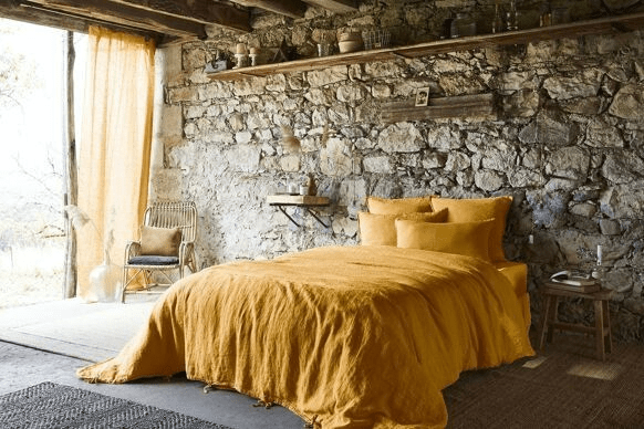 Housse de couette lin lavé soline miel - l'effet papillon