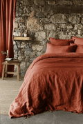 Housse de couette lin lavé soline paprika - l'effet papillon