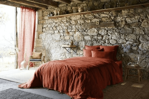 Housse de couette lin lavé soline paprika - l'effet papillon
