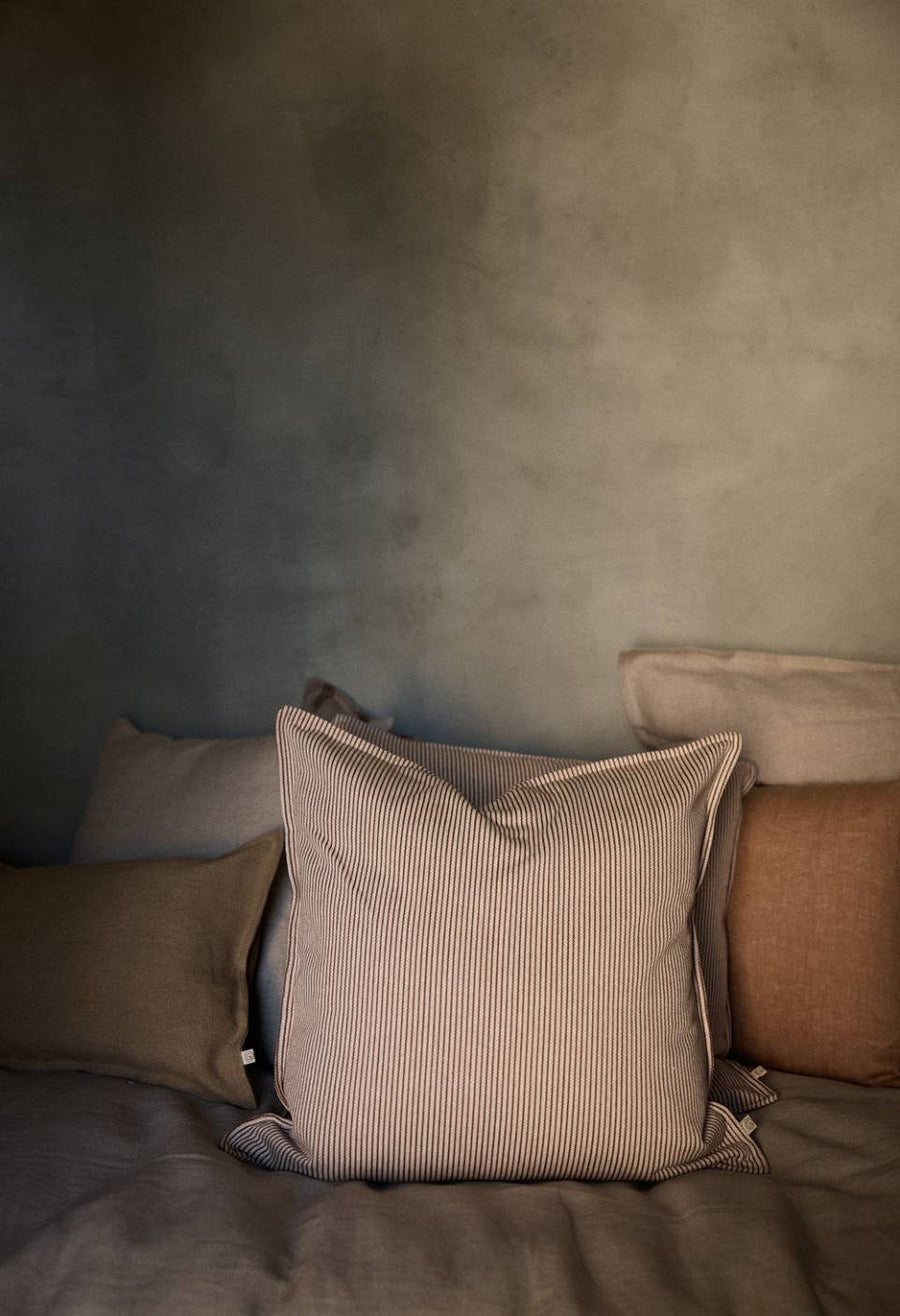 Housse de coussin 50X50 cm Rayures Argile