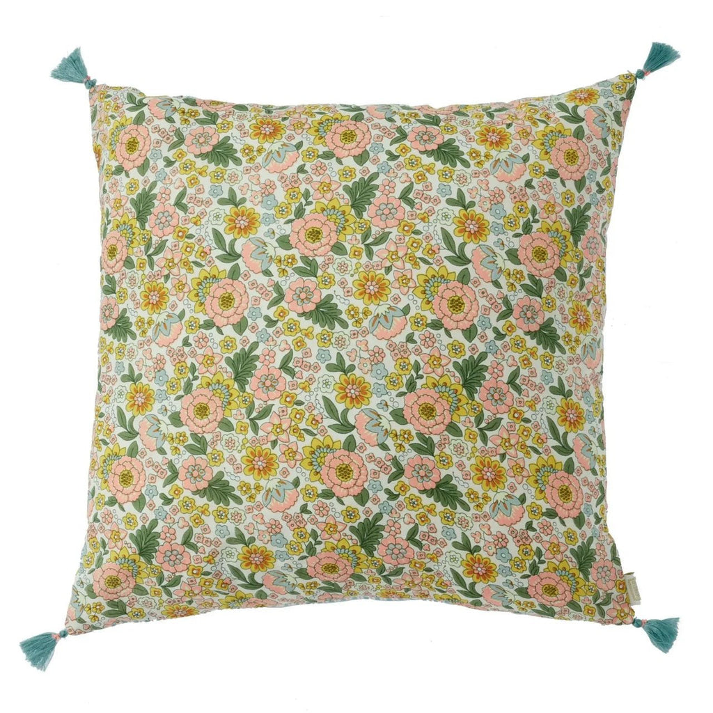 Housse de coussin fleuri amaia rose corail - bonheur du jour
