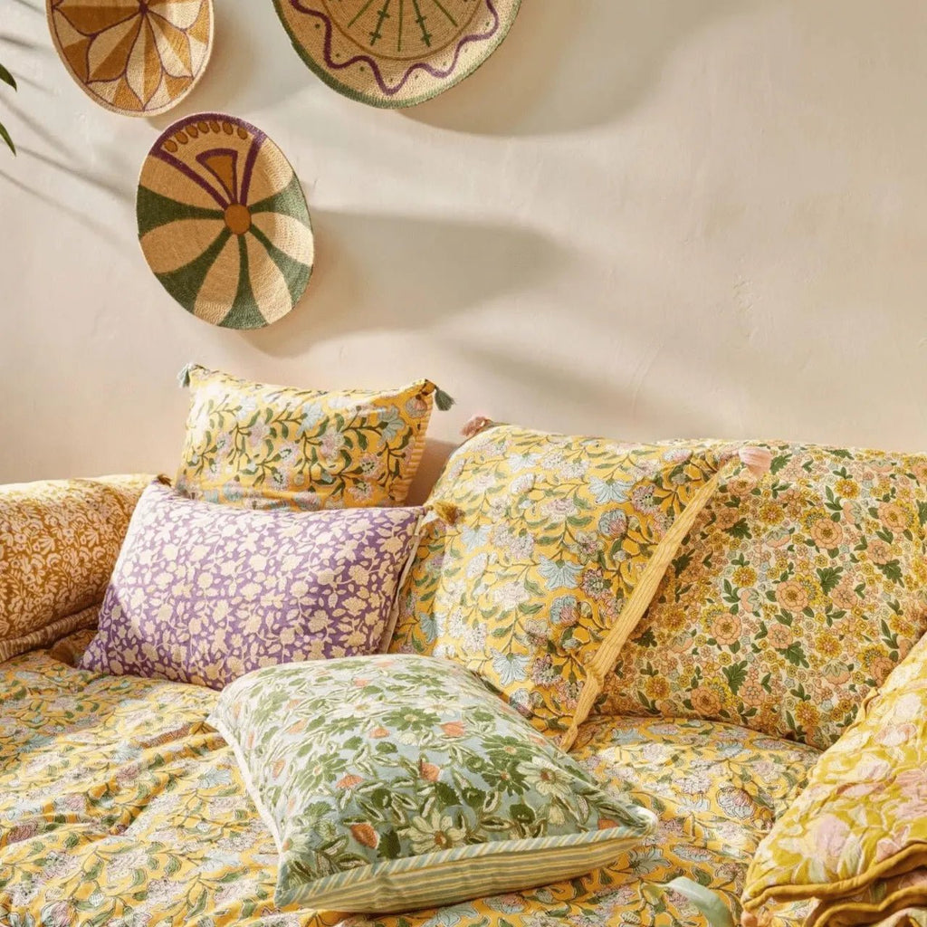 Housse de coussin fleuri amaia rose corail - bonheur du jour