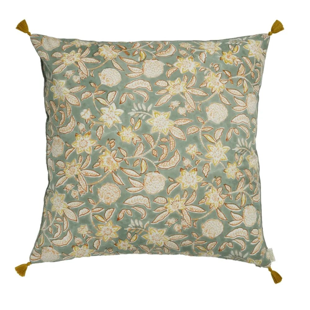 HOUSSE DE COUSSIN FLEURI BOHÈME HOLI VERT - Bonheur du Jour - Lili Margaret