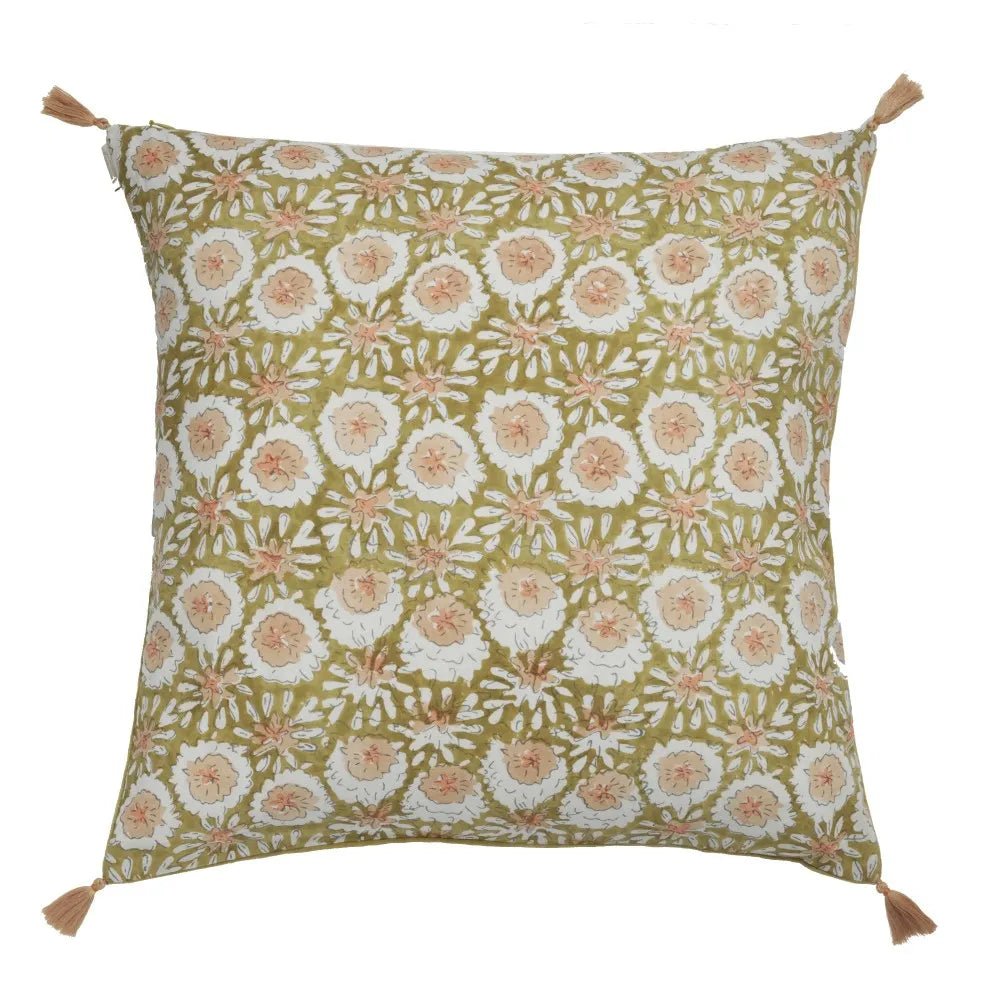 HOUSSE DE COUSSIN FLEURI BOHÈME MARGOTTE OLIVE - Bonheur du Jour - Lili Margaret