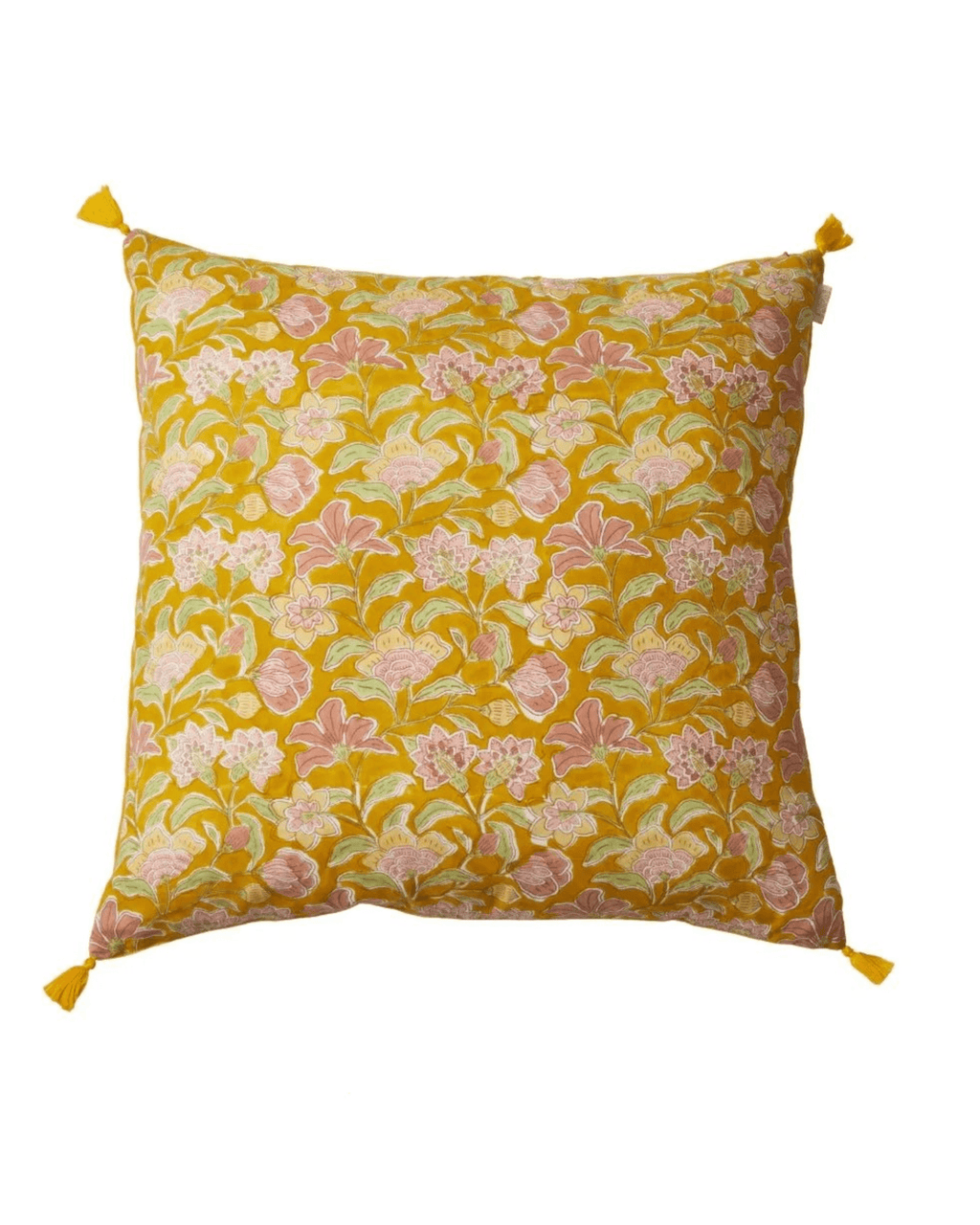 Housse de coussin fleuri bohème namaste bohemian safran - bonheur du jour