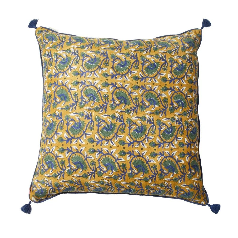 HOUSSE DE COUSSIN FLEURI BOHÈME NAMASTE LOTUS CURRY - Bonheur du Jour - Lili Margaret