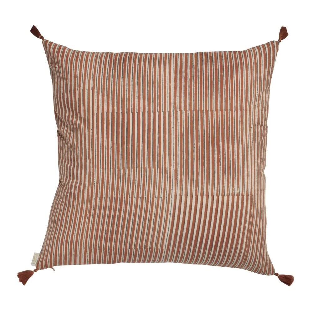 Housse de coussin fleuri bohème pia tupia terracotta - bonheur du jour