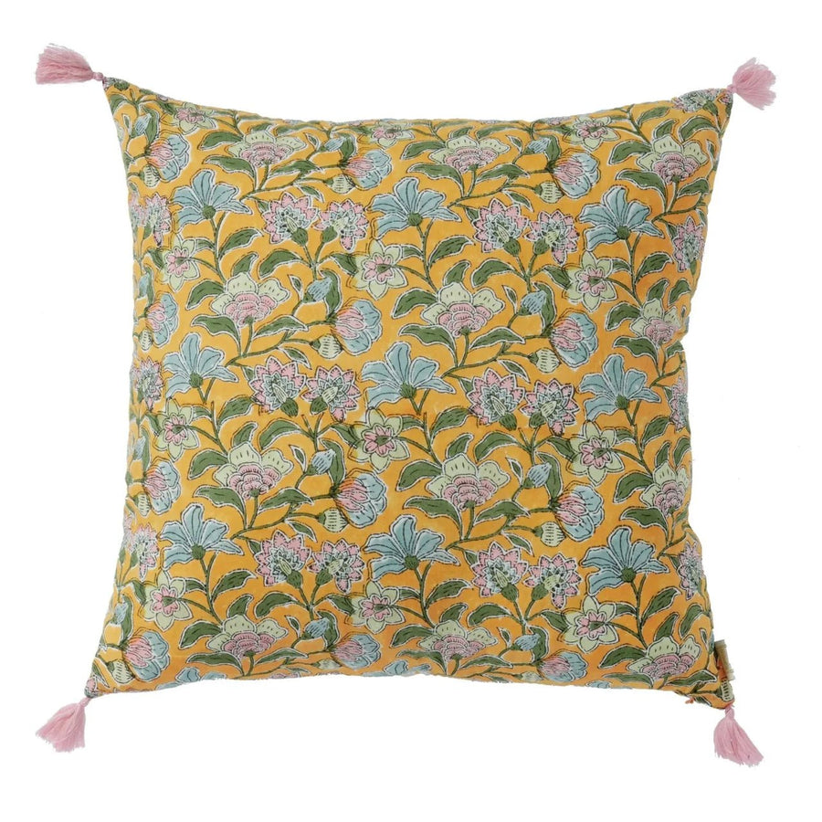 Housse de coussin fleuri bohème sakura curry