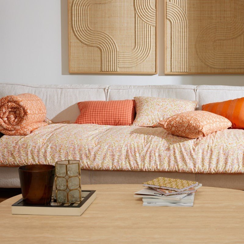 Housse de coussin vichy rose terracotta - bonheur du jour