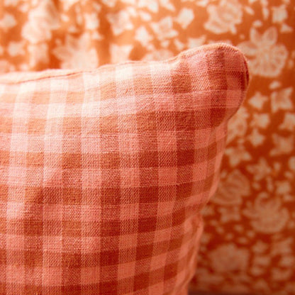 Housse de coussin vichy rose terracotta coton - Bonheur du Jour - Lili Margaret
