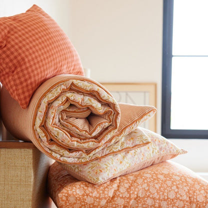 Housse de coussin vichy rose terracotta coton - Bonheur du Jour - Lili Margaret