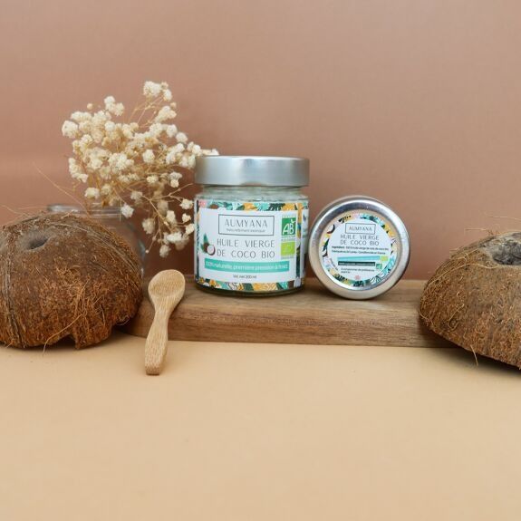 Huile vierge de coco bio pour cheveux - aumyana