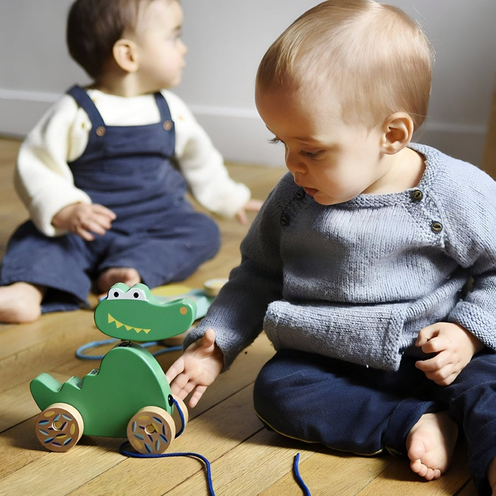 Jouet a tirer en bois crocodile - ebulobo