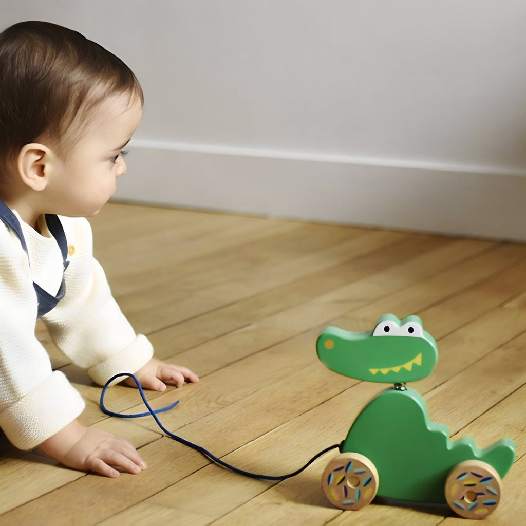 Jouet a tirer en bois crocodile - ebulobo