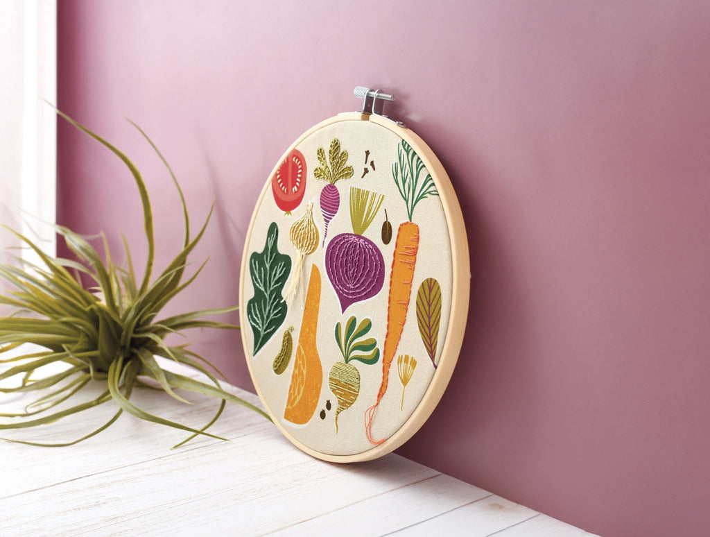 Kit broderie débutant – motif potager ø20cm