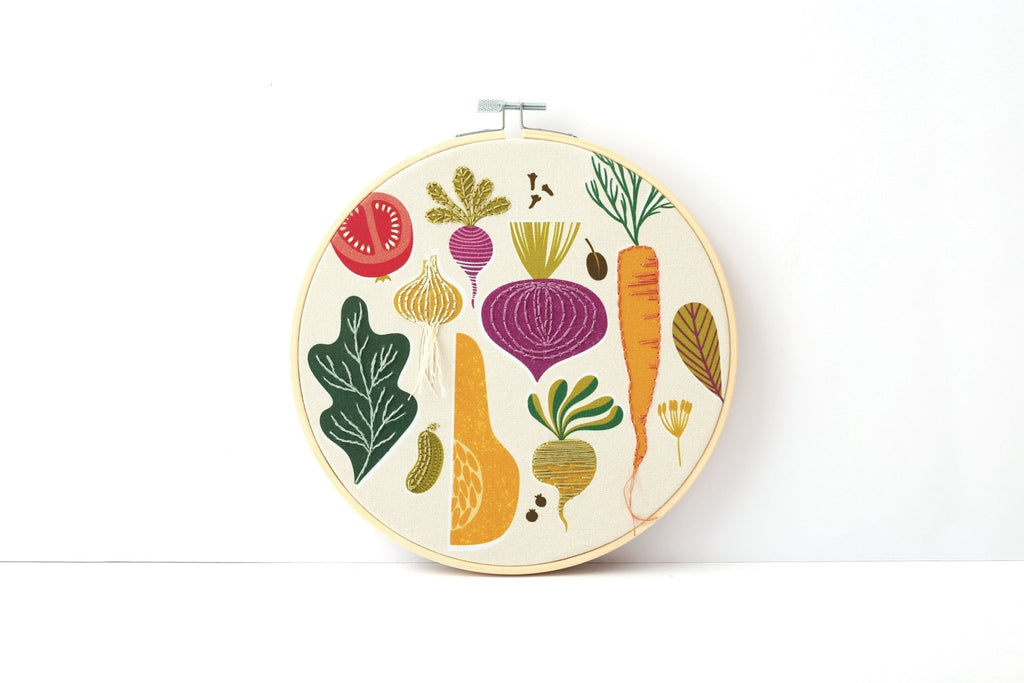 Kit broderie débutant – motif potager ø20cm