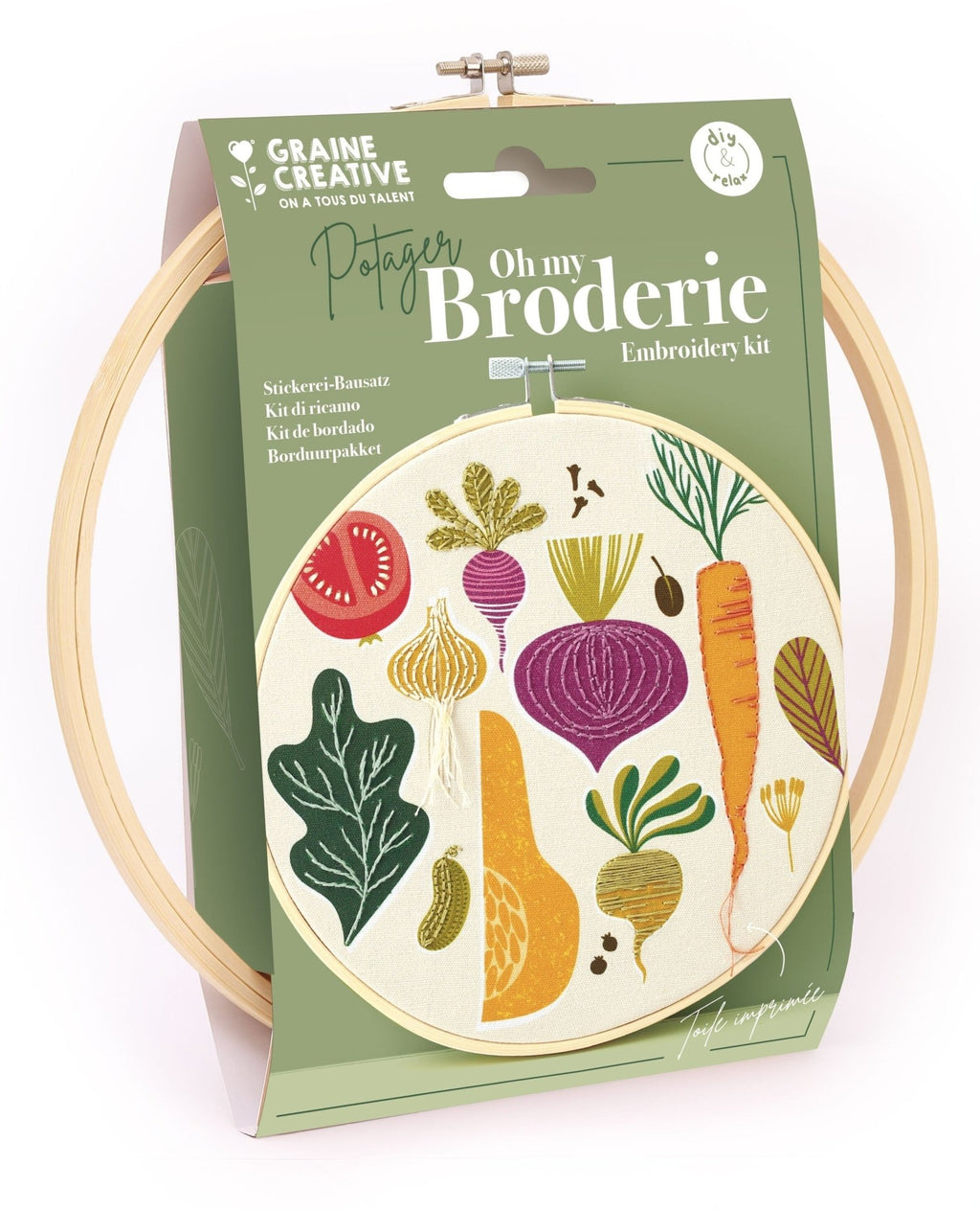 Kit broderie débutant – motif potager ø20cm