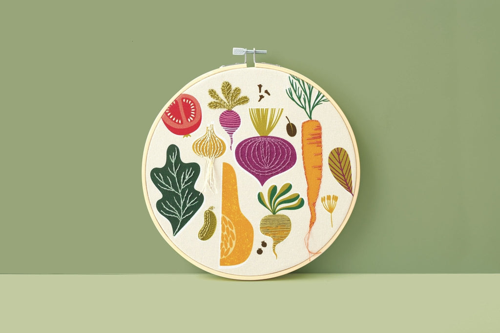 Kit broderie débutant – motif potager ø20cm