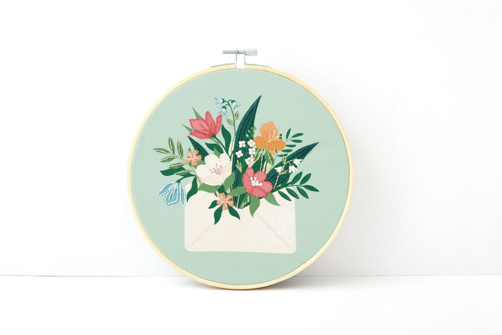 Kit de broderie fleurs facile ø20cm