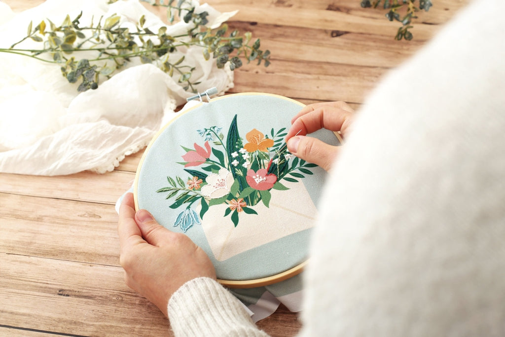 Kit de broderie fleurs facile ø20cm