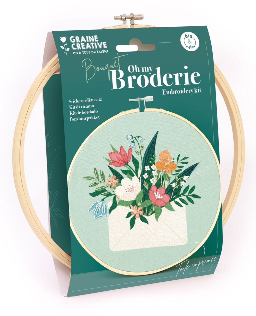 Kit de broderie fleurs facile ø20cm