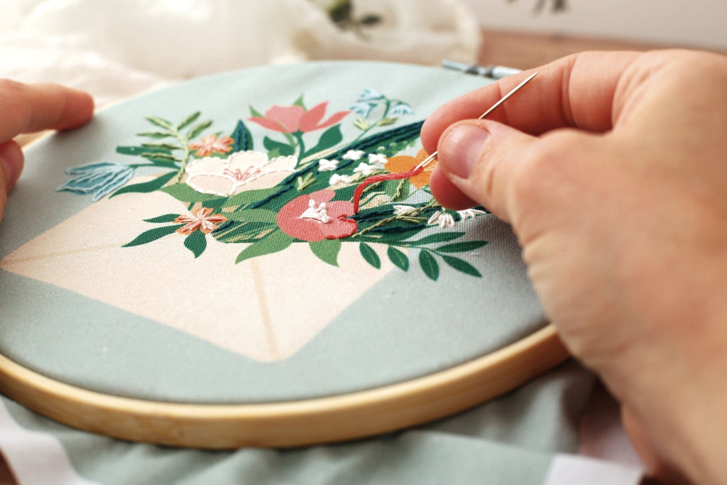 Kit de broderie fleurs facile ø20cm
