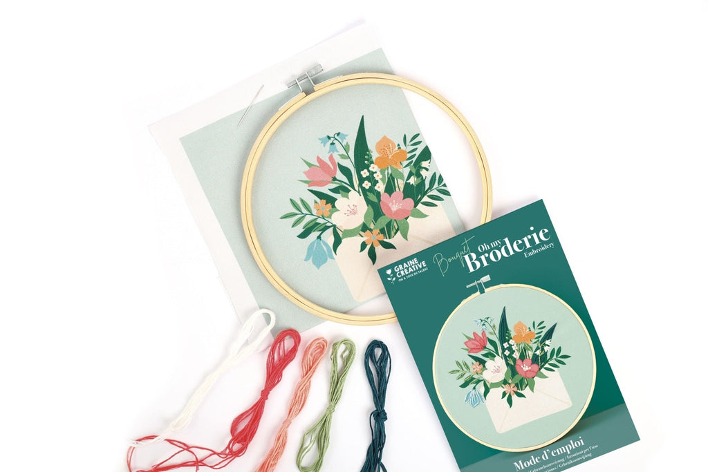 Kit de broderie fleurs facile ø20cm