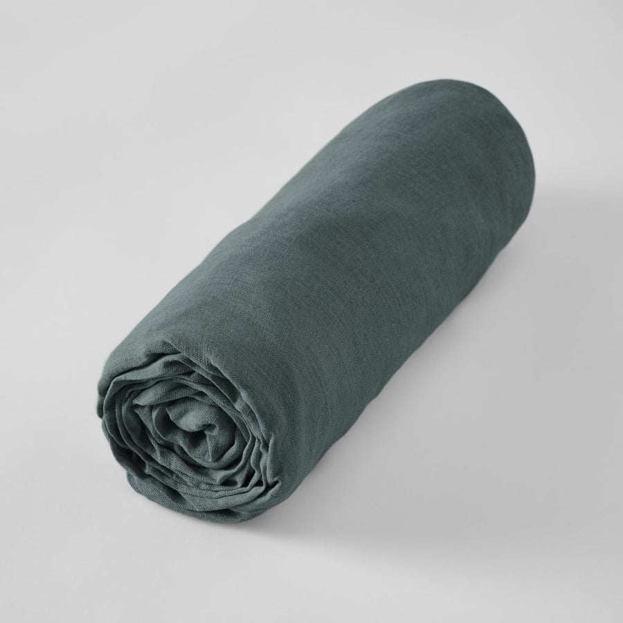 Drap-housse en lin lavé Soline Ardoise